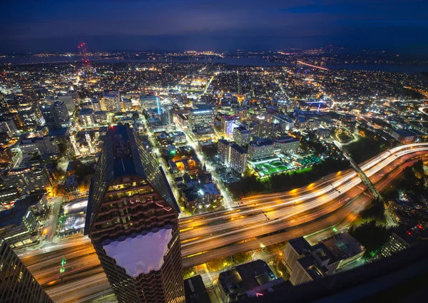 Night photography with car steaks at Seattle, Washington