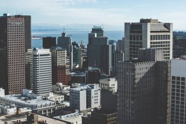 San Francisco City, California, Amerika Birleşik Devletleri içinde gökdelenler Vintage stilize fotoğraf.