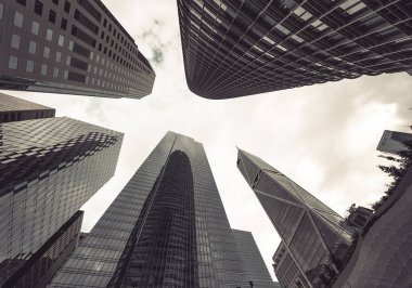 San Francisco City, California, Amerika Birleşik Devletleri içinde gökdelenler Vintage stilize fotoğraf.