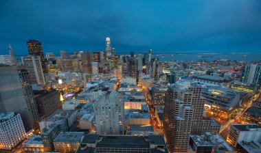 San Francisco Skyline, gündoğumu, California, ABD