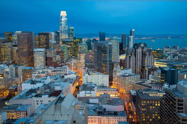 San Francisco Skyline Dramatic Clouds Sunrise California Vista Nocturna California — Foto de Stock