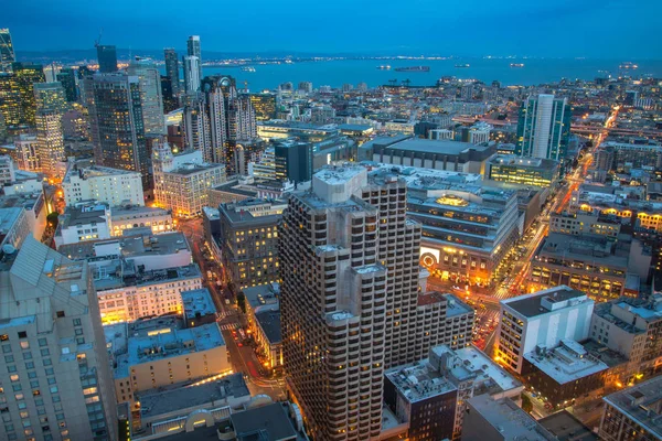 San Francisco Skyline Dramatic Clouds Sunrise California Vista Nocturna California — Foto de Stock