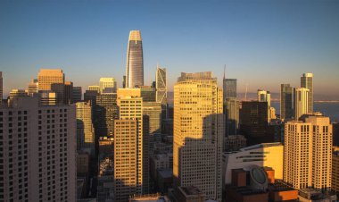 San Francisco. Görüntü günbatımı zaman San Francisco silueti