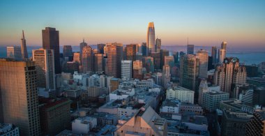 San Francisco. Görüntü günbatımı zaman San Francisco silueti