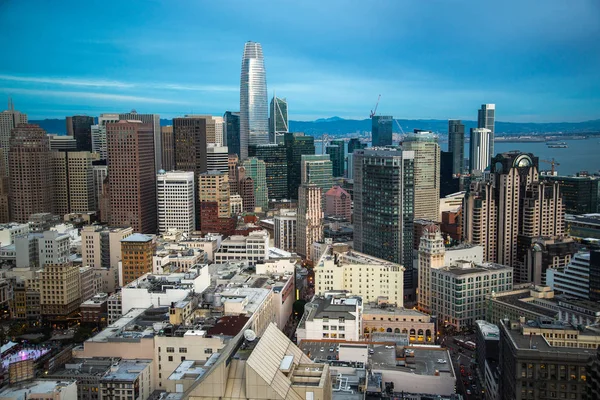Krásný Výhled Obchodní Centrum Centru San Franciska Při Západu Slunce — Stock fotografie