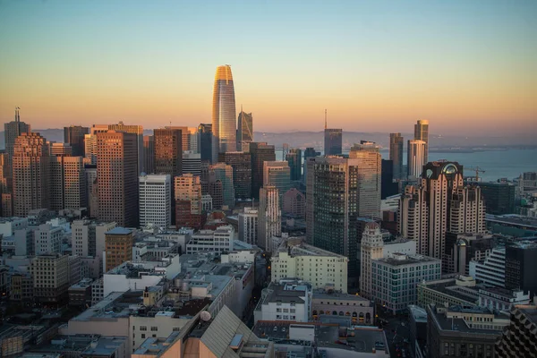 Hermosa Vista Del Centro Negocios Centro San Francisco Atardecer — Foto de Stock