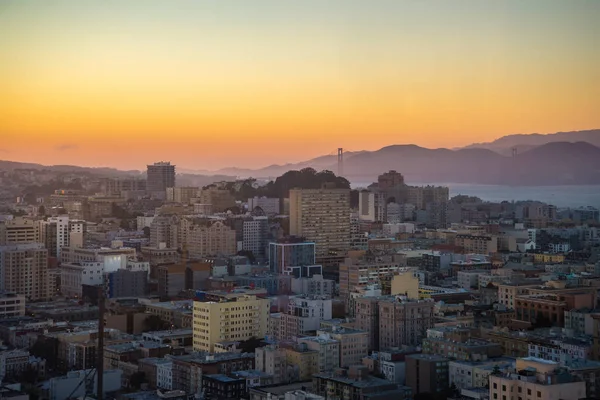 Hermosa Vista Del Centro Negocios Centro San Francisco Atardecer Fondo — Foto de Stock