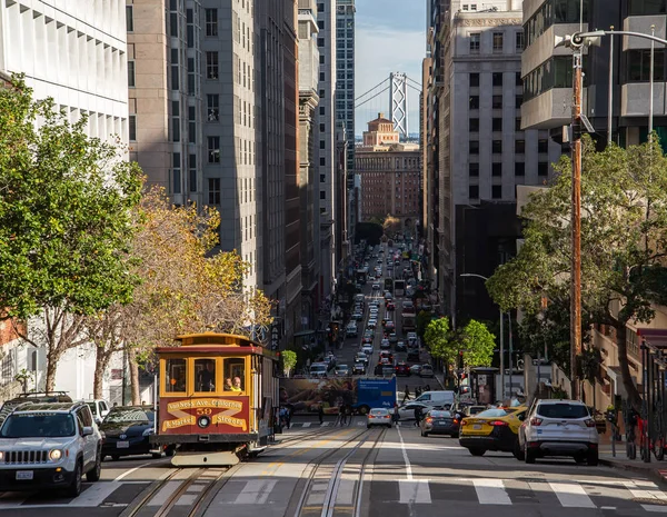 Ünlü California Street San Francisco California Abd Üzerinde Sürme Tarihi — Stok fotoğraf