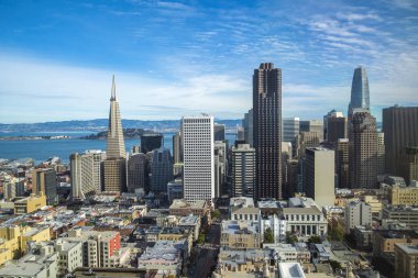San Francisco şehir şehir merkezinde, modern binaların California genel görünümü. Şehir san Francisco, Kaliforniya'nın güzel manzara