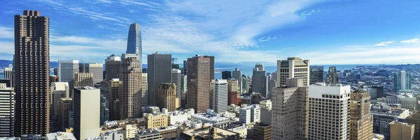 San Francisco City Downtown, California wide panorama of modern buildings. Beautiful landscape of city san Francisco, California