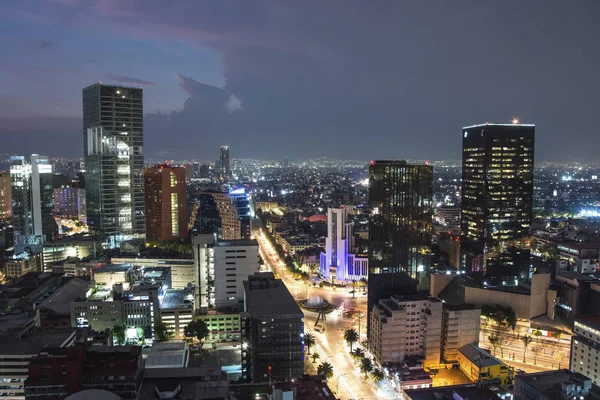 Luftaufnahme Der Wolkenkratzer Der Innenstadt Von Mexiko Stadt Bei Sonnenuntergang — Stockfoto