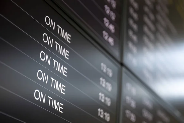 Boarding Time Monitor Screens Timetable Boards Arrivals Departures Monitors Check — Stock Photo, Image