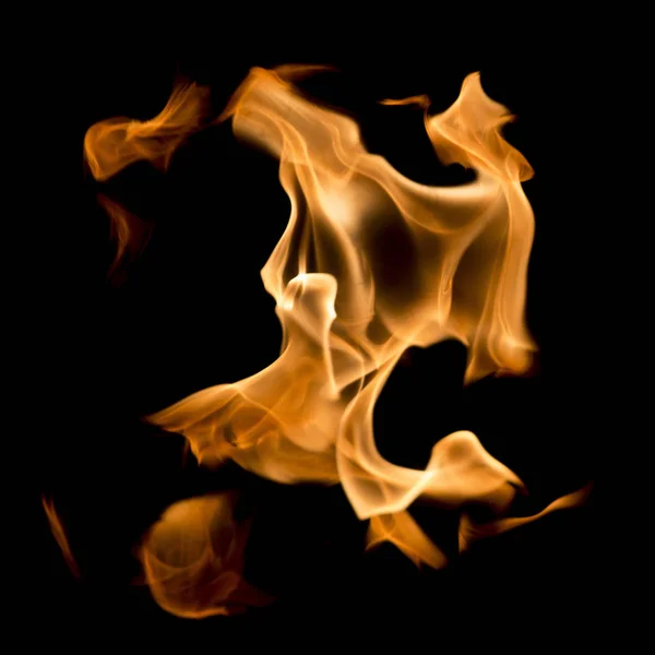 Burning Flame Isolated Black Background Fire Red Orange Yellow — Stock Photo, Image