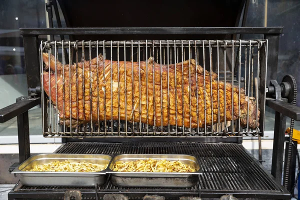 Velký Hovězí Steak Grilu Chutné Grilované Pokrmy — Stock fotografie