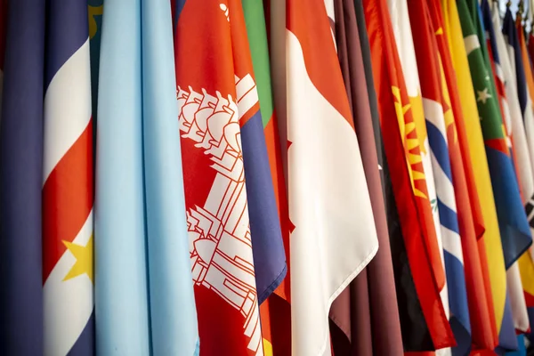 Some World National Flags Shot Angle — Stock Photo, Image