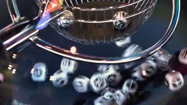 Black White Lottery Balls Rotating Bingo Machine Lottery Balls Sphere — Stock Video