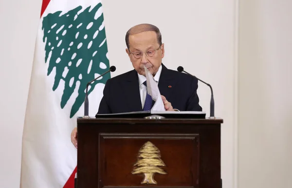 Prezydent Libanu Michel Aoun — Zdjęcie stockowe