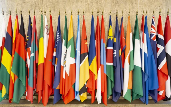 World flags om poles — Stock Photo, Image