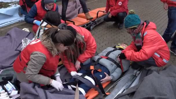 Sofia Bulgarie Décembre 2018 Des Ambulanciers Paramédicaux Bénévoles Croix Rouge — Video