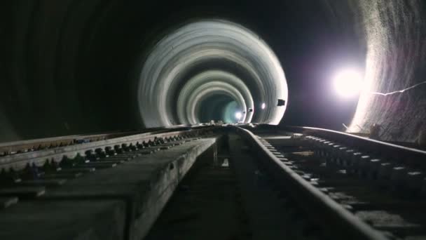 Túnel Subterráneo Vías Del Metro Tubería Transporte Por Tunnel Boring — Vídeo de stock