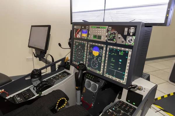 Fighter aircraft simulator training room — Stock Photo, Image