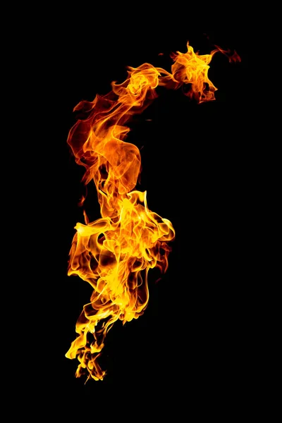 Burning flame isolated on black — Stock Photo, Image