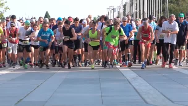 Sofia Bulgaria August 2019 Runners Participate Marathon Running Slow Motion — Stock Video