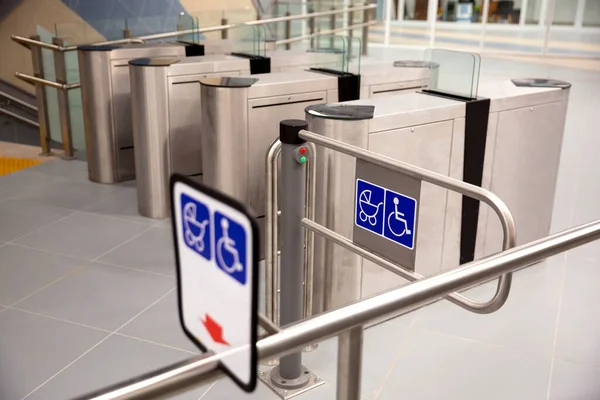 Subway Barriers Entrance Physically Disabled People Women Baby Strollers — Stock Photo, Image