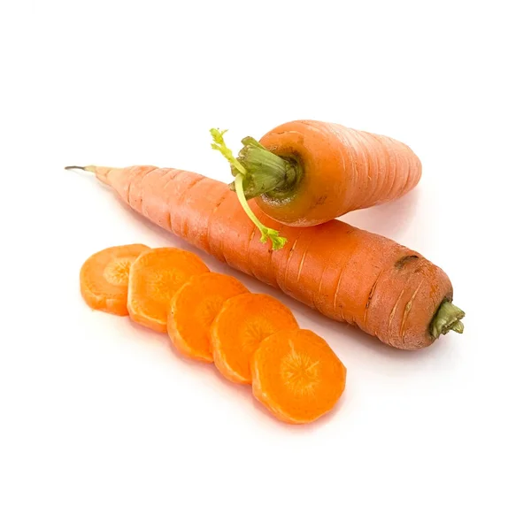 Fresh Lelny Carrots Sliced Carrots Isolated White Background Ingredients White — Stock Photo, Image