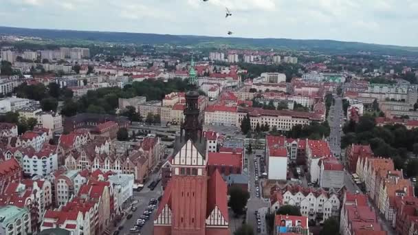 Antenne Die Altstadt Von Elbing Polen — Stockvideo