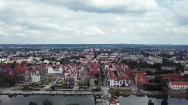 Elblag Polen Maj 2018 Flygfoto Över Den Gamla Staden Elblag — Stockvideo
