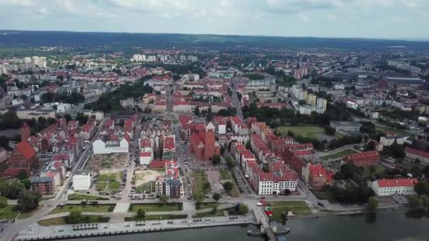 Antenne Altstadt Von Elbing Polen — Stockvideo