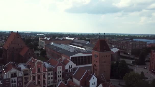 Antenne Oude Binnenstad Van Elblag Polen — Stockvideo