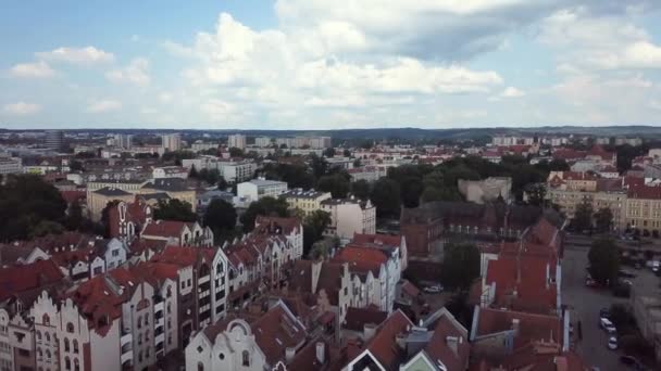 航空写真 エルブロンク ポーランドの旧市街 — ストック動画