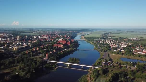 Aerial Castle Malbork Poland Summer Time — Stock Video