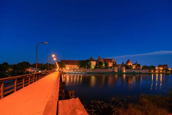 Wooden Pedestrian Bridge Background Teutonic Castle Malbork Poland — Stock Photo, Image