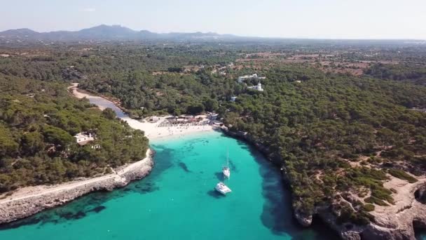 Antena Plaży Miejscowości Cala Mondrago Mallorca Hiszpania — Wideo stockowe