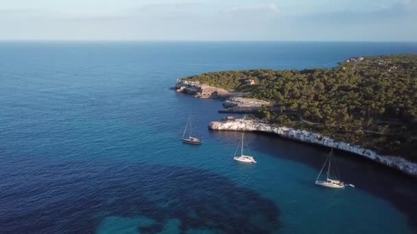 Антени Пляж Містечка Кала Мондраго Майорка Іспанія — стокове відео