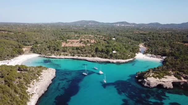 Antena Plaży Cala Mondrago Mallorca Hiszpania — Wideo stockowe