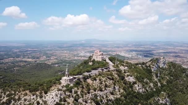 Antenne Het Klooster Van Saint Salvador Mallorca Spanje Spanje — Stockvideo