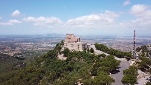 Aerial Monastero Saint Salvador Maiorca Spagna — Video Stock