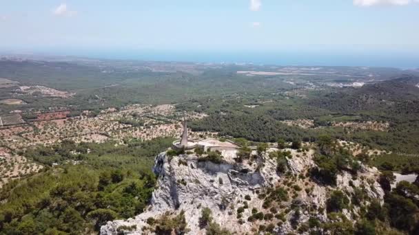 Aérienne Sainte Croix Sur Montagne Saint Salvador Majorque Espagne — Video