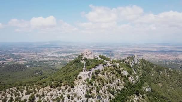 Antenn Klostret Saint Salvador Mallorca Spanien — Stockvideo