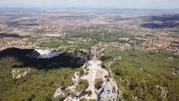 Antena Świętego Krzyża Góry Saint Salvador Mallorca Hiszpania — Wideo stockowe