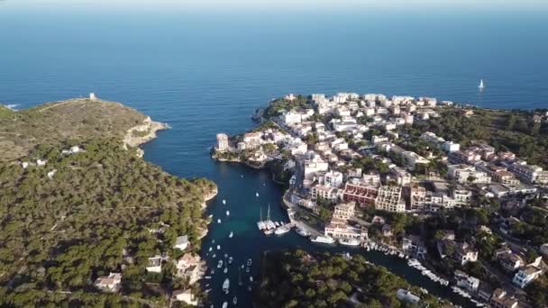 Aerial Bay Cala Figuera Mallorca Spain — Stock Video