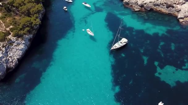 Aerial Cala Llombards Mallorca Spain — 图库视频影像