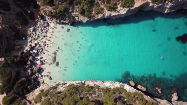 Aerial: Cala des Moro in Mallorca, Spain