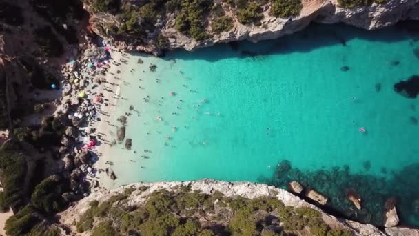 Aerial Cala Des Moro Mallorca Spain — ストック動画