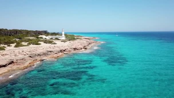 Aerial Cap Ses Salines Mallorca Spain — Stock Video