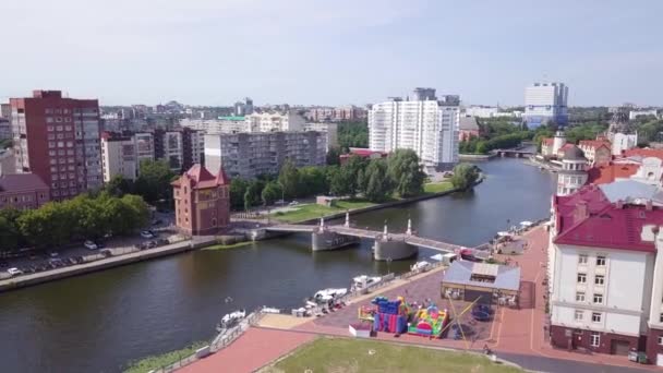 Wioska Rybacka Kaliningradzie Rosja Widok Góry — Wideo stockowe